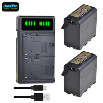 DuraPro 2 Battery with LED Dual Charger for Sony NP F930 F950 F770 F570 (with Micro USB cable) Kit